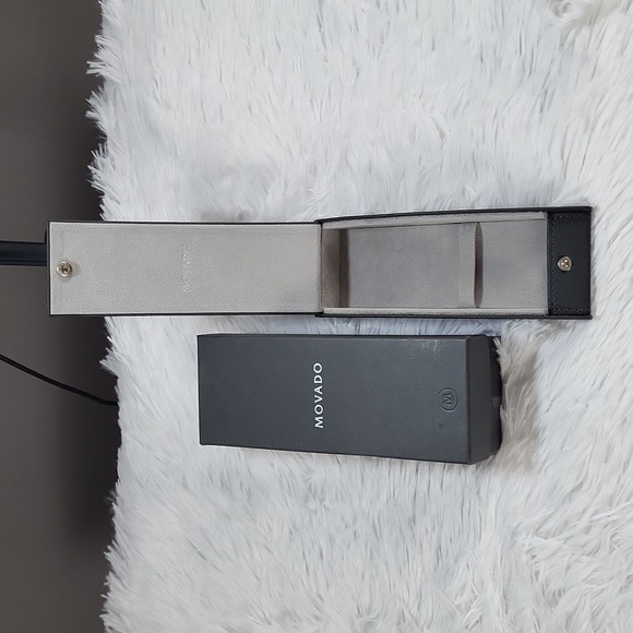 Movado Box Original Vintage Leather Gray Used + Box Outer - Picture 4 of 11